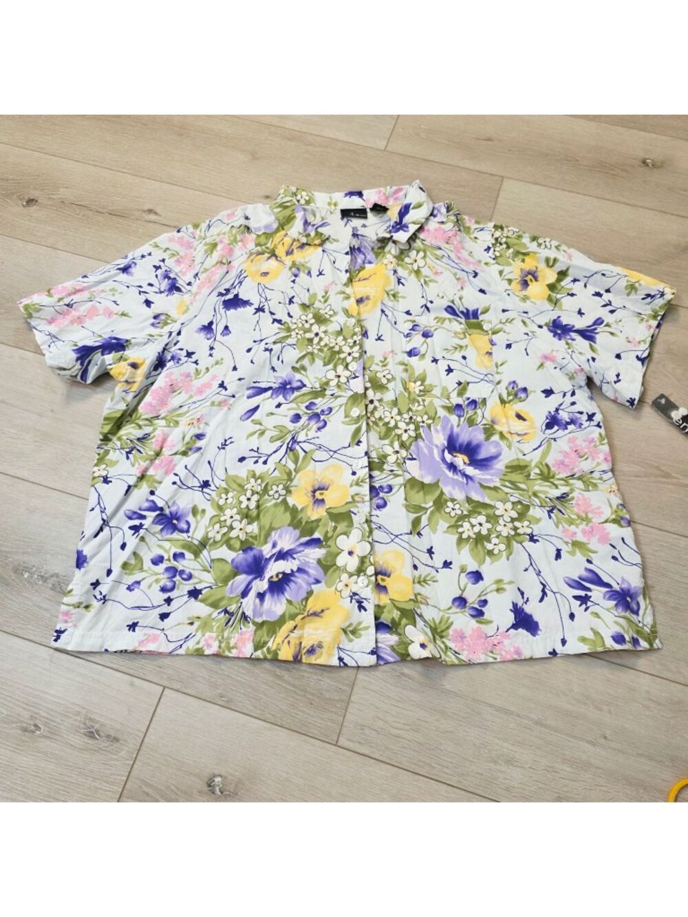 Womens Erika Sz 3x Floral Short Sleeve Blouse Grandma Tropical Resort Wear
